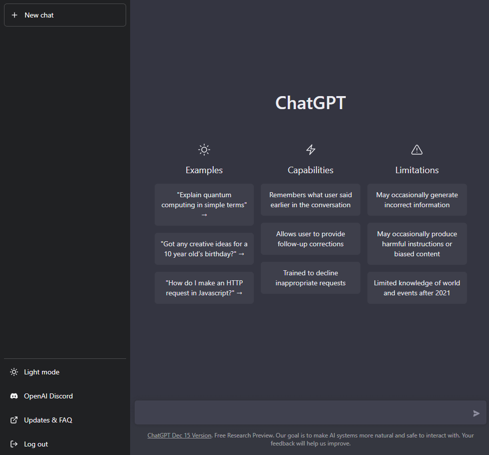chatgpt homepage