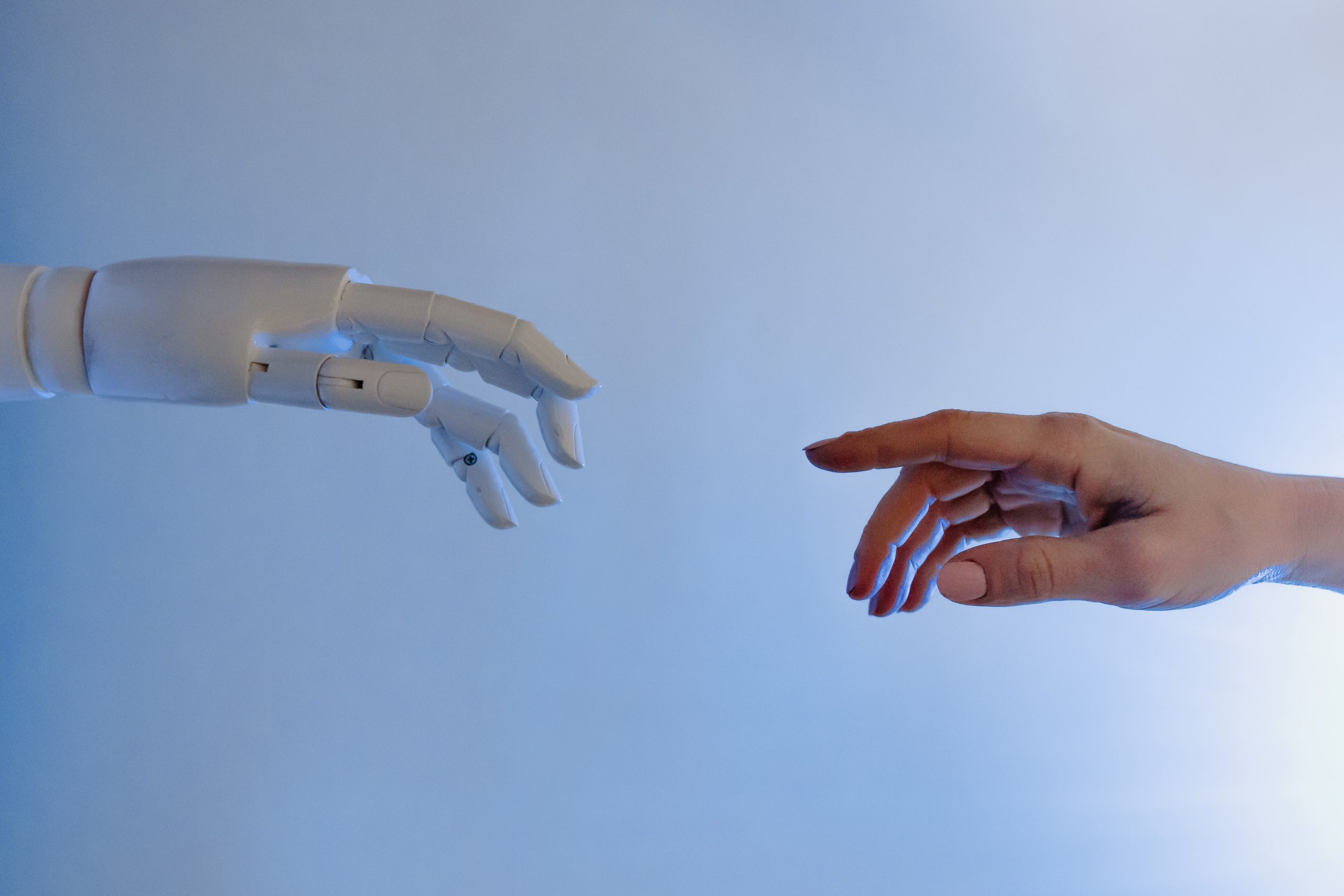AI Generated Robot and human hands
