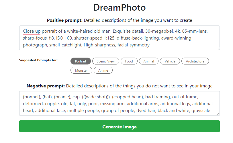 Suggested ChatGPT text prompts to create an image on the AI image generator.