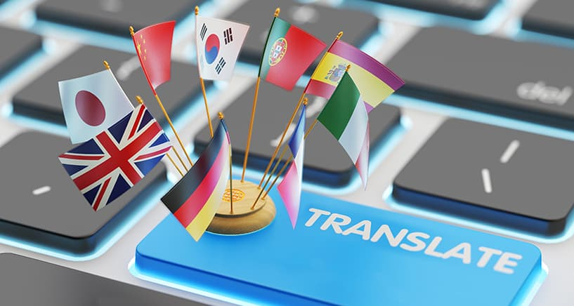 A translate button with different nations’ flags being used in AI Translate