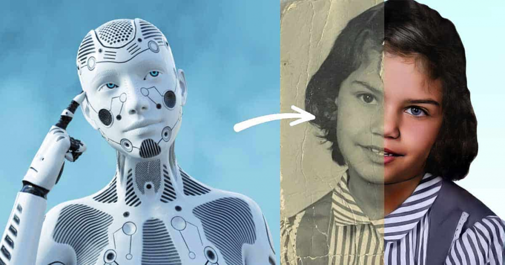 An AI photo restoration technique used by a robot to enhance the image.