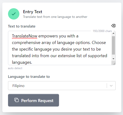 Entry text to be translated using AI Translate