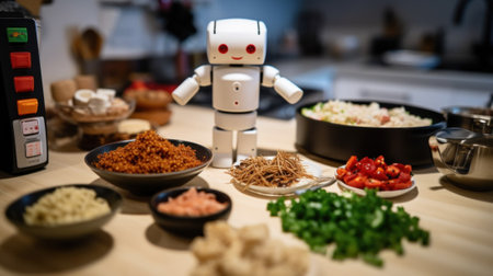 A robot preparing the spices according to an AI recipe maker.