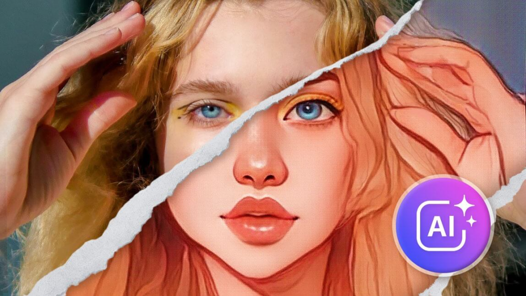 A girl’s face being customized through AI Avatar Maker