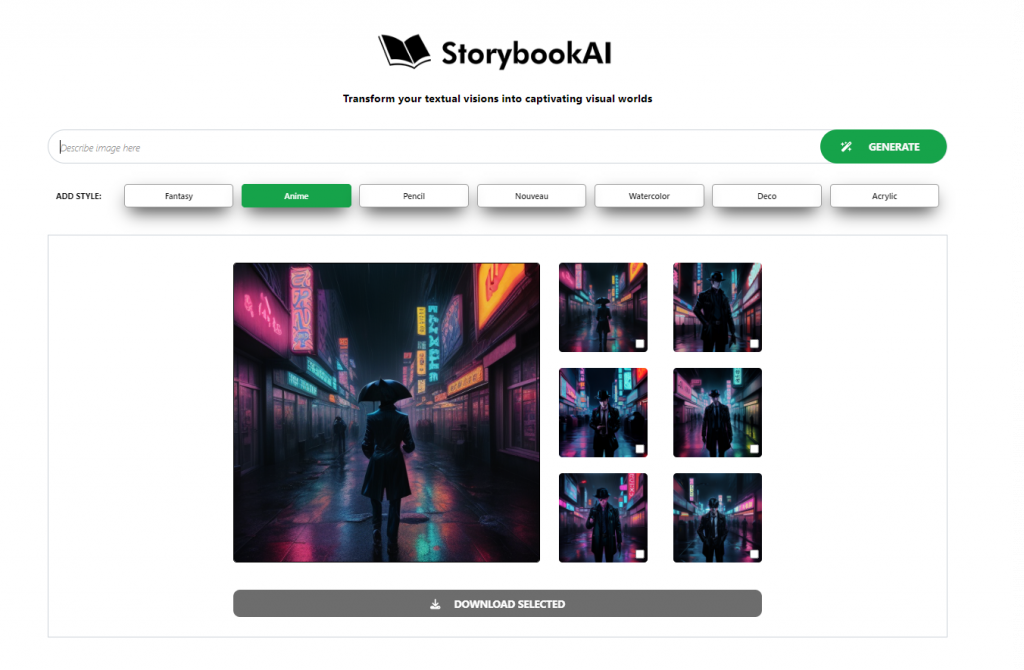 results generated by AI Story book Generator