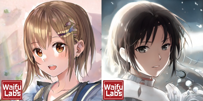 two images created with anime art generator Waifu Labs