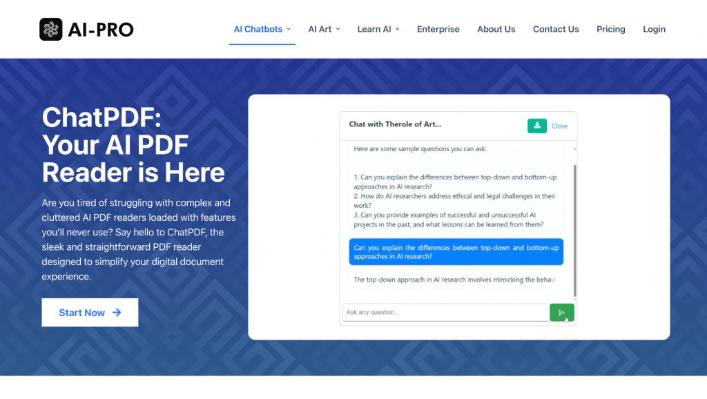 ChatPDF, one of the best AI tools for business