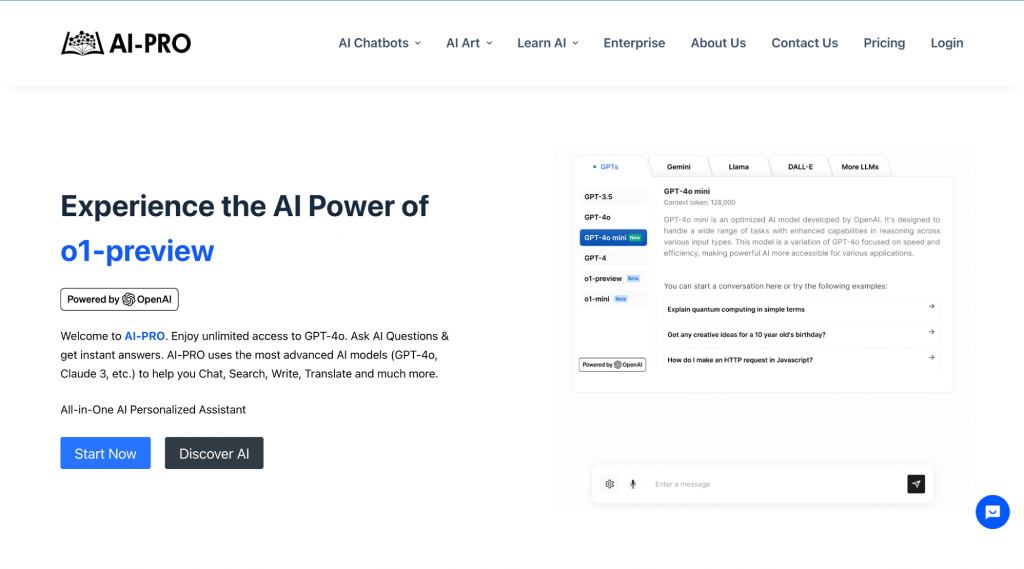 AI-Pro’s ChatBot Pro allows users to use different LLMs