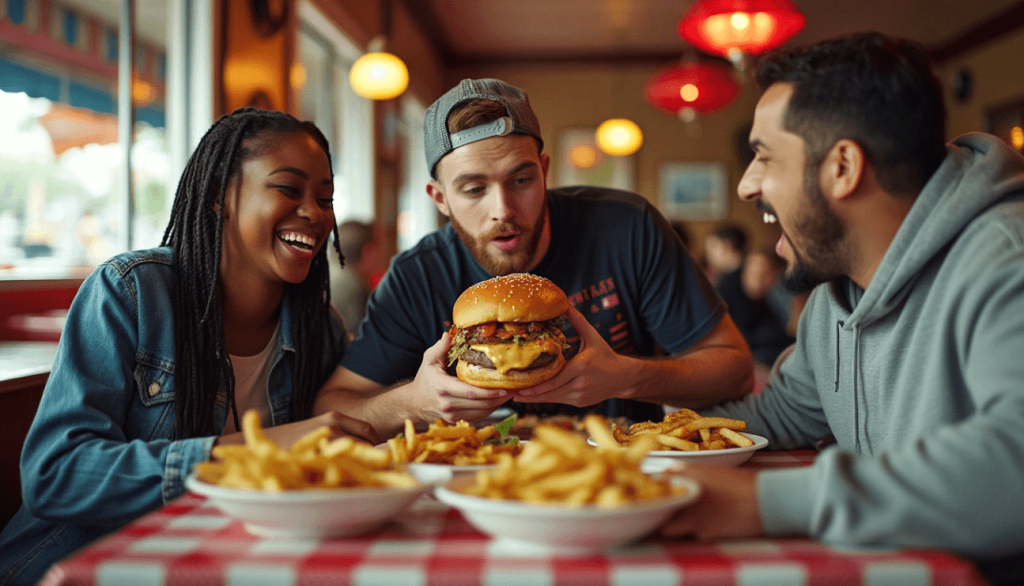 guy eating burger