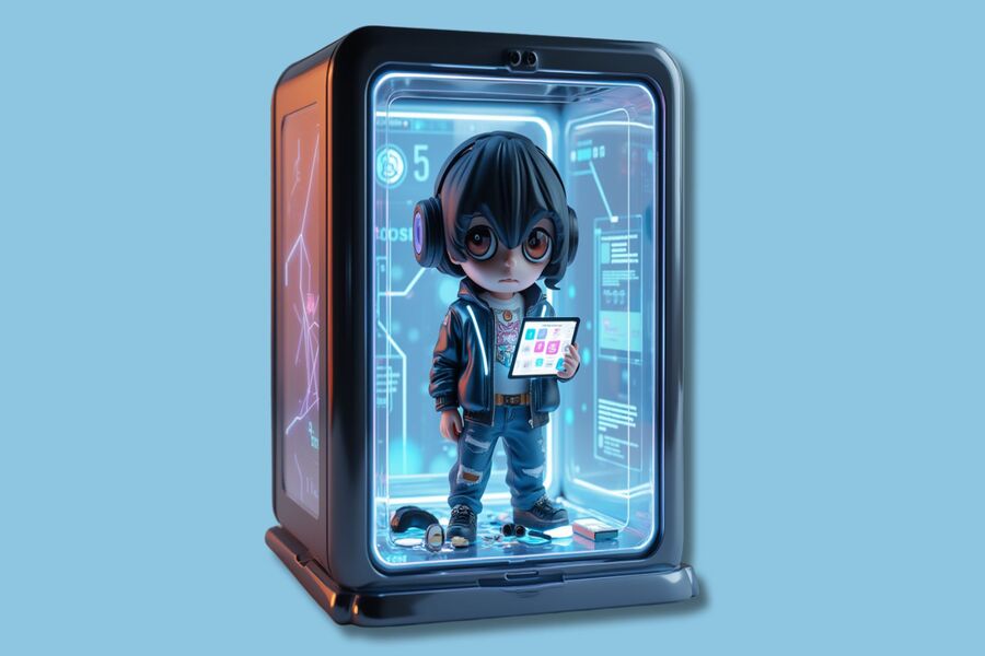 AI Action Figure of a Futuristic Boy
